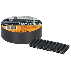 Springos žoga lente 4,75 cm x 50 m, 450 g/m² PVC antracīta krāsā ar 20 montāžas klipšiem