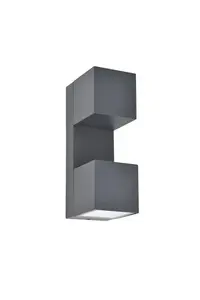 Lutec Fari LED Wall Outdoor Luminaire, 10W, 3000K, 1200lm, IP54, Dark Grey