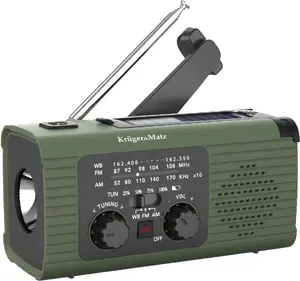 Kruger&Matz KM0836 Portable Emergency Solar Radio with 5000mAh Powerbank, Flashlight and Dynamo