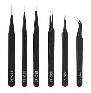Beta Tools Antistatic Tweezers Set, Stainless Steel, 6-Piece