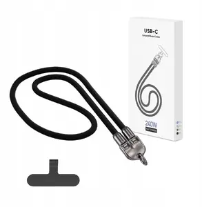 Vega USB-C uz USB-C datu kabelis, melns un sudrabots