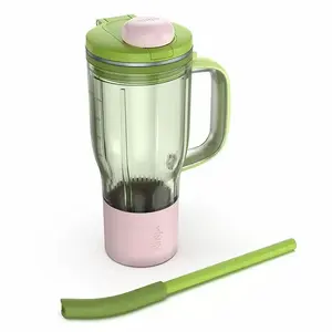 Ninja BlendBOSS Travel Tumbler 710 ml Transparent Green Pink with Lid and Built-in Handle