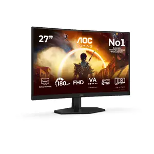 AOC C27G42FE 27-inch Curved Gaming Computer Monitor with Full HD 1920 x 1080 Resolution 180Hz Refresh Rate VA Panel LCD Black and Red