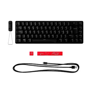 Mehāniskā spēļu tastatūra HyperX Alloy Origins 65 ar HX Red slēdžiem, RGB LED apgaismojumu, vadu USB savienojumu, melna, ziemeļnieku izkārtojumu