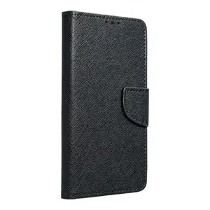 Fusion Fancy Book grāmatas tipa tālruņa vāciņš Samsung Galaxy A35 5G melns no mākslīgās ādas ar karšu nodalījumiem un statīvu