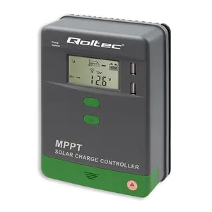 Qoltec 20A MPPT Saules lādiņa regulators 12V 24V ar temperatūras sensoru LCD 2 x USB GEL LiFePO4