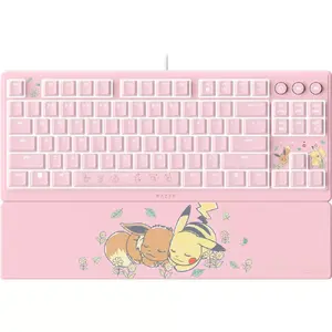 Spēļu tastatūra Razer Ornata V3 Tenkeyless Pikachu & Eevee Edition USB Meha-membrānas Rožu