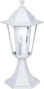EGLO LATERNA 5 Āra stāvlampa un balstu apgaismojums ar E27 ligzdu 1 spuldzei līdz 60W baltā krāsā ar stikla korpusu