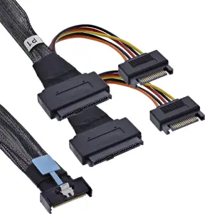 InLine 27667C Serial Attached SCSI kabelis MCIO x8 uz SFF-8639 U.2 PCIe 5.0 1 m Melns