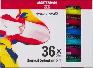 Talens Amsterdam Acrylic Paint Set by Artequipment General Selection 36 tubes of 20 ml