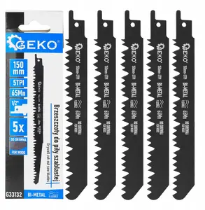 GEKO Bi-Metal Reciprocating Saw Blades for Wood 150mm 5TPI 5-Piece Set