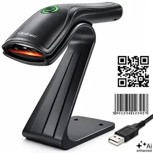 QOLTEC 52750 Svītrkodu skeneris 1D un 2D ar statīvu USB QR un EAN atbalsts