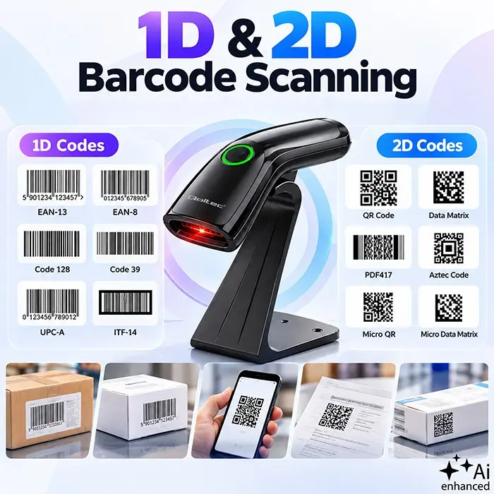 QOLTEC 52750 Svītrkodu skeneris 1D/2D Photo 4