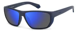 Saules brilles Polaroid PLD 7057/S FLL605X Vīriešu Pieaugušo Taisnstūra Zilas spoguļa polarizētas Plastmasa Polikarbonāts 6 cm