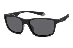 POLAROID PLD 2153/S O6W58M9 Vīriešu Saulesbrilles Taisnstūra Melns Ietvars Pelēkas Polarizētas Lēcas