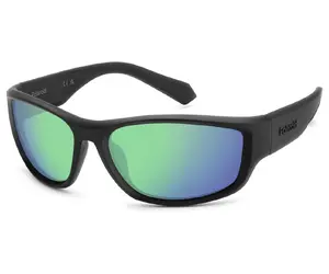 POLAROID PLD 2166/S 3OL625Z Солнцезащитные очки Мужские Взрослые Пластик Ободковые Прямоугольные Поляризованные Зеленые зеркальные линзы Черная оправа