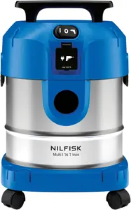 Nilfisk Multi I 16 T Inox industrial vacuum cleaner with stainless steel container and power tool socket