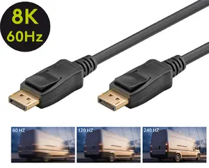 Wentronic Goobay DisplayPort 2.0/2.1 Kabelis 2m 40Gbit/s 8K/144Hz DSC 4K/240Hz DSC Melns
