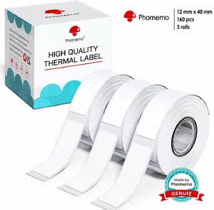 NIIMBOT Baltas termoeiķetes 3 ruļļi 12x40mm 160 gabali D30 printerim