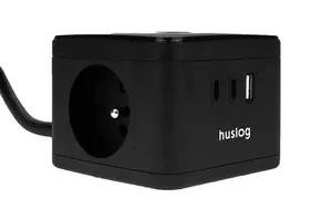 Lādēšanas stacija Forever Huslog HUS1001 12W melna ar 2 kontaktligzdām 2 USB-C un 1 USB