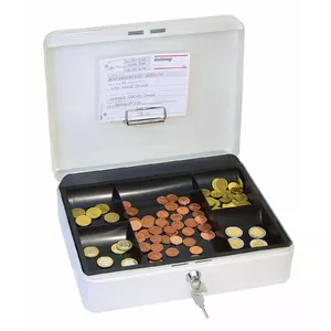 WEDO 145 400H naudas un biļešu kaste no tērauda baltā krāsā ar atslēgas slēdzeni