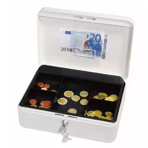 Wedo 145 300H Naudas un biļešu kaste no tērauda baltā krāsā ar atslēgas slēdzeni