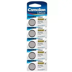 Poga‑baterija CAMELION CR2025 3V litija, 5 gab., Ø20 mm, augstums 2,5 mm