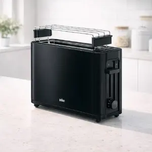 Toasters Braun HT3110 Melns 1000 W Plastmasas ar atkausēšanas funkciju un grauzdēšanas pakāpes regulēšanu