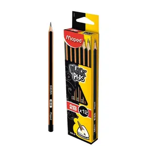 Koka zīmuļi Maped Black'Peps 2B, 12 gab., melni/oranži korpusi