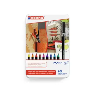 Фломастер Edding 1300 colourpen Черный Синий Коричневый Зеленый Оранжевый Розовый Фиолетовый Красный Желтый 10 шт.