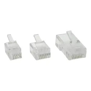 InLine RJ12 6P6C spraudnis ar presējumu plakaniem kabeļiem, caurspīdīgs/balts, 10 gab.