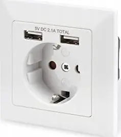 DIGITUS DA-70613 Flush Mounting Safety Socket with 2 USB Ports White 250 V 50 Hz