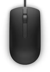Pele Dell MS116 — ambidekstra vadu USB Type-A optiskā, 1000 DPI, 3 pogas, rullītis, melna, birojam
