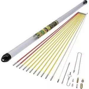 Kabeļu stiepes stieņi c.k tools MightyRod PRO T5422 12 m komplekts — stiklašķiedras stieņi kanālu un cauruļu instalācijai