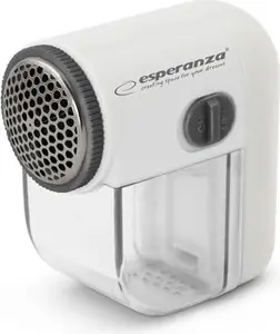 Машинка для удаления катышков ESPERANZA Cuddly ECS003E — портативный лёгкий пиллер, бело‑серый, лезвие из нержавеющей стали, на батарейках (80×40×75 мм)