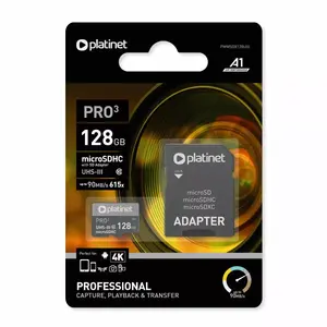 PLATINET MicroSDXC atmiņas karte 128 GB Class 10 UHS-I (Micro SDXC, PMMSDX128UIII)