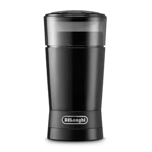 Кофемолка жерновая De’Longhi KG200 — нержавеющие жернова, бункер 90 г, 170 Вт, чёрная
