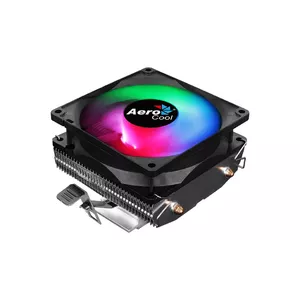 Procesora dzesētājs AEROCOOL Air Frost 2 — 90 mm ventilators, 2×6 mm siltuma caurules, TDP 110 W, saderīgs ar AM4, daudzkrāsu LED