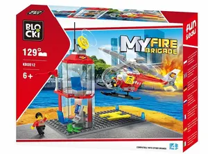 Konstruktoru komplekts Blocki MyFireBrigade Helikopters un Vadības tornis, 129 detaļas, 6+