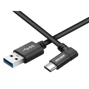 USB kabelis AVACOM DCUS-TPCLR-10K — 100 cm, 90° leņķa savienotājs, melns
