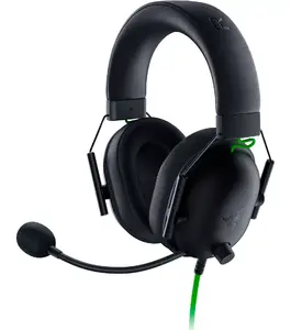 Vadu spēļu austiņas Razer BlackShark V2 X — binaurālas, 3,5 mm, 32 Ω, 100 dB, trokšņu slāpējošs mikrofons, kabelis 1,3 m, zaļi/melnas