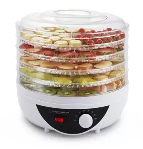 Pārtikas dehidrators ESPERANZA EKD002 — 5 plaukti, 250 W, regulējams termostats, maks. 75°C, caurspīdīgi balts