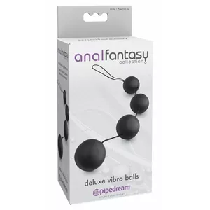 Vibrējošas bumbas analfantasy AFC Deluxe Silicone Black — 4 lodītes, Ø 3,2 cm, garums 40 cm, svars 167,8 g