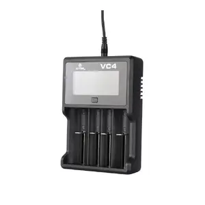 Lādētājs XTAR VC4 USB 4 akumulatoriem (A, AA, AAA, AAAA, C, D), Li‑Ion, LCD displejs, melns