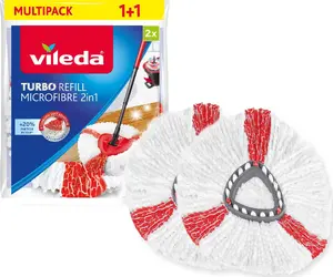 Mopu uzgalis VILEDA 152545, mikrošķiedra/poliesters/poliamīds, 2 gab., balts — der Vileda TURBO un Easy Wring and Clean