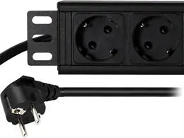 Strāvas padeves bloks Toten 10-33PDU4 ar 1.8m kabeli, 4 CEE 7/4 ligzdām un CEE 7/7 kontaktdakšu, melns