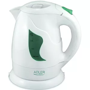 Elektriskais tējkanna Adler AD 08 w — 1 L, 850 W, balta, bezvadu ar 360° bāzi