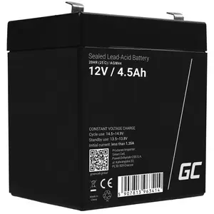 UPS akumulators Green Cell AGM44 — 12 V 4,5 Ah Sealed Lead Acid (VRLA), 101×70×90 mm, 1,35 kg, melns