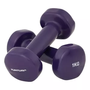 Fiksēta hanteles Tunturi 14TUSFU109, 2 kg, tērauds, violeta, stienīša Ø 2.9 cm, garums 10 cm, 2 gab.
