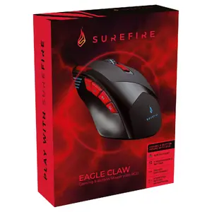 Spēļu pele SUREFIRE Eagle Claw USB Type-A Optiskā 3200 DPI 9 pogas Labā roka Melna